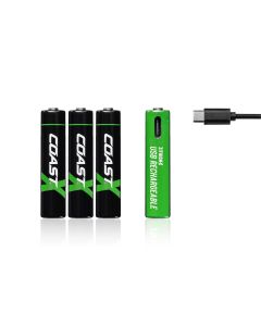 COS31008 image(0) - COAST Products Zithion-X AAA Rechargeable Lithium-Ion Batteries with USB-C Port (1.5V, 750mAh, 4-Pack)