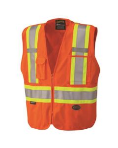 SRWV1021150U-2XL image(0) - Pioneer - Zip-Up Snap Break Away Safety Vest - Hi-Vis Orange - Size 2XL