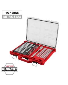 MLW48-22-9487 image(0) - Milwaukee Tool 47pc 1/2" Drive Ratchet & Socket Set with PACKOUT Low-Profile Organizer