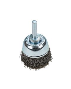 Forney Industries Command PRO Cup Brush Crimped, 1-1/2 in x .014 in x 1/4 in Shank, Bulk