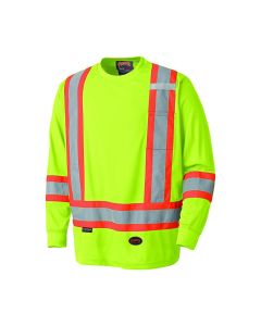 SRWV1051260U-M image(0) - Pioneer - Birdseye Long-Sleeved Safety Shirt - Hi-Viz Yellow/Green - Size Medium