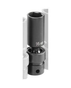 GRE1016UMD image(0) - Grey Pneumatic SOC 16MM 3/8D IMP UNIV 6PT DP BLK