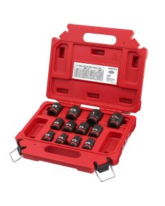 MLW49-66-7010 image(0) - Milwaukee Tool 12PCSHOCKWAVE Impact Duty 1/2" Drive SAE Standard 6 Point Socket Set