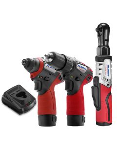 ACDARW12103-K11 image(2) - ACDelco ACDelco G12 Series 12V Cordless Li-ion �?" Impact Driver, 3/8" Drill Driver & Brushless Ratchet Wrench Combo Tool Kit with 2 Batteries