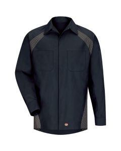 Workwear Outfitters Men's Long Sleeve Diamond Plate Shirt Navy