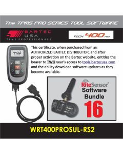 BATWRT400PROSULRS2E image(0) - 2 Year Software License for the Tech400PRO w/ 16 RITE-SENSORS