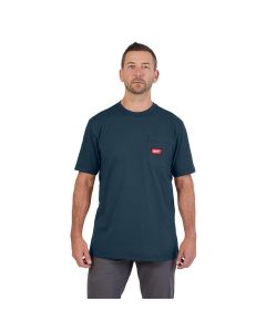 MLW605BL-S image(0) - Milwaukee Tool GRIDIRON Pocket T-Shirt - Short Sleeve Blue S