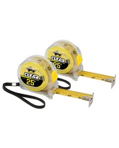 WLMW5043 image(0) - Wilmar Corp. / Performance Tool 2 pc. 25' X1" Clear Tape Measure