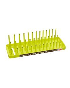 HNE14083 image(0) - Hansen Global 1/4" Metric 3-Row Socket Tray - Hi-Viz Yellow