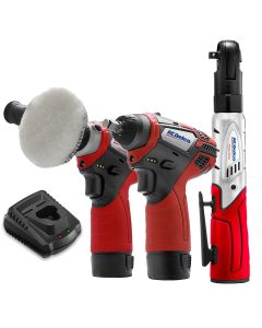 ACDARW1208-K12 image(0) - ACDelco G12 Series 12V Cordless Li-ion 3" Mini Polisher, 3/8"? Impact & Ratchet Wrench Combo Tool Kit with 2 Batteries