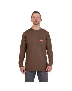 MLW606BR-XL image(1) - Milwaukee Tool GRIDIRON Pocket T-Shirt - Long Sleeve Brown XL