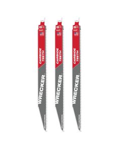 MLW48-00-5343 image(0) - Milwaukee Tool 12" 6 TPI THE WRECKER with Carbide Teeth SAWZALL Blade 3PK