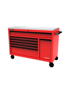 Homak Manufacturing Homak 54" TECH Workstation w/Power Tool Drawer and Stainless Steel Top, Red