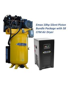 EMXESP10V080V3PK image(0) - EMAX EMAX Silent Industrial Plus 10 HP 3-Phase 80 gal.Vertical Compressor with 58 CFM Dryer Bundle-With Pressure Lube Pump