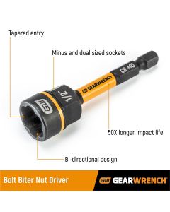 KDT86173 image(0) - GearWrench 1/4"DR BOLT BITER NUT DRIVER 1/4"