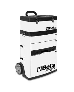 BTA041000021 image(0) - Beta Tools USA 21 in. Mobile Tool Utility Cart with 3 Slide-Out Drawers and Removable Top Box with Carry Handle in White