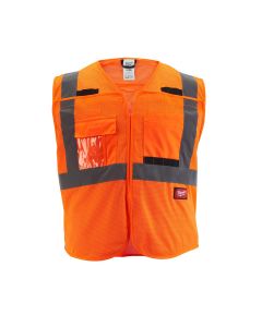 MLW48-73-5128 image(0) - Milwaukee Tool Class 2 Breakaway High Visibility Orange Mesh Safety Vest - 4XL/5XL