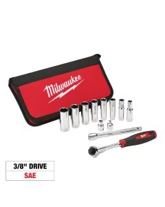 MLW48-22-9000 image(0) - Milwaukee Tool 12pc 3/8" Drive SAE Socket Set