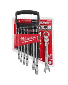 MLW48-22-9529 image(0) - Milwaukee Tool 7pc Metric Flex Head Ratcheting Combination Wrench