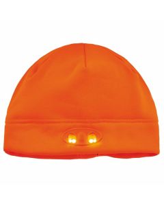 ERG16804 image(0) - Ergodyne 6804 Orange Skull Cap Beanie Hat with LED Lights