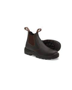 BLU490-065 image(0) - Blundstone Soft Toe Elastic Side Slip-on Boot, Water Resistant, Kick Guard, Stout Brown, AU size 6.5, US size 7.5