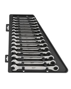 MLW48-22-9516 image(0) - 15-PC RATCHETING COMBI WRENCH SET - METRIC MAX BITE OPEN-END GRIP
