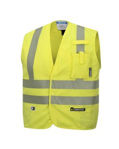 OBRZFA106-XL image(0) - OBERON Safety Vest - Hi-Vis FR/ARC-Rated 7.5 oz 88/12 - Snap Closure - Hi-Vis Yellow - Size: XL