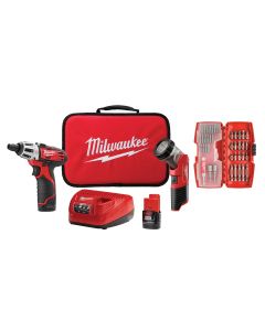 MLW2482-22 image(0) - Milwaukee Tool M12  Screwdriver with Free LED Light and 40 Piece Bit Set