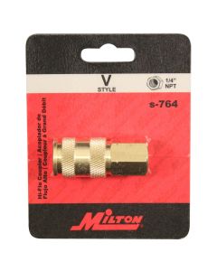 MILS-764 image(1) - Milton Industries HI-Flo V-Style 'A,M,V' 1/4" FNPT Brass B