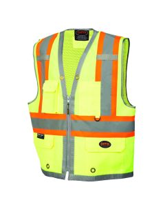Pioneer - 300D Oxford with Mesh Back Surveyor Vest - Hi-Vis Yellow/Green - Size Small