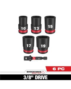 MLW49-66-7036 image(0) - Milwaukee Tool 6PC SHOCKWAVE Impact Duty 3/8" Drive Metric Standard Socket Set