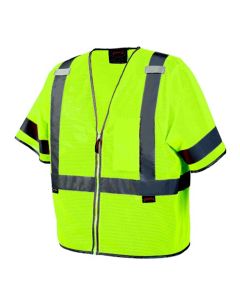 SRWV1023960U-3XL image(0) - Pioneer - Mesh Short Sleeve Safety Vest - Hi-Vis Yellow/Green - Size 3XL
