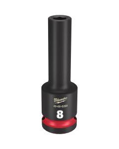 MLW49-66-6269 image(0) - Milwaukee Tool SHOCKWAVE Impact Duty  1/2"Drive 8MM Deep 6 Point Socket