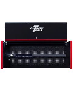 Extreme Tools DX Series 55in W x 25in D Extreme Power Workstation Hutch Black with Red Handle and Trim