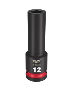 MLW49-66-6273 image(0) - Milwaukee Tool SHOCKWAVE Impact Duty  1/2"Drive 12MM Deep 6 Point Socket