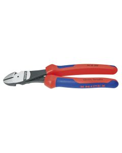 KNP7422200 image(1) - KNIPEX 8" HIGH LEVERAGE ANGLED DIAGONAL CUTTERS-COMFORT G