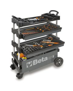 BTA027000202 image(1) - Beta Tools USA Folding Mobile Tool Cart, Grey