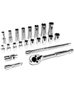 WLMW36901 image(0) - Wilmar Corp. / Performance Tool 22PC. SAE 1/4" DR. SOCKET SET W/PRO STYLE RATCHET