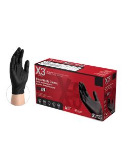 AMXBX348100 image(0) - Ammex Corporation XL X3 Powder Free, Textured, Black Nitrile