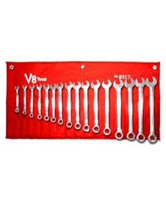 V8T9317 image(1) - V-8 Tools 17PC STANDARD LENGTH COMBO WRENCH SET, MM