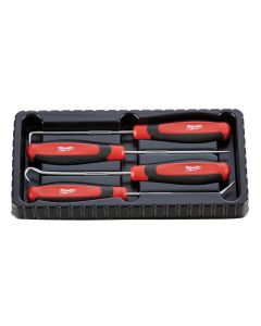 MLW48-22-9215 image(1) - Milwaukee Tool 4-PC ALL-METAL CORE COMFORT GRIP HOOK & PICK SET, CHROME PLATED