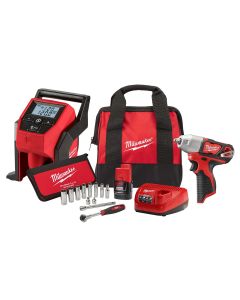 MLW2463-21RS image(0) - Milwaukee Tool M12 Impact Wrench Kit W/Inflator
