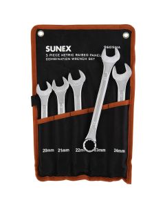 SUN9605MA image(0) - Sunex 5-PC Metric Raised Panel Combi Wrench Set