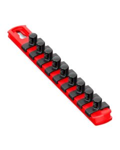 ERN8416M image(0) - Ernst Mfg. 13&rdquo; Magnetic Socket Organizer with 11 Twist Lock Clips - Red - 1/2&rdquo;