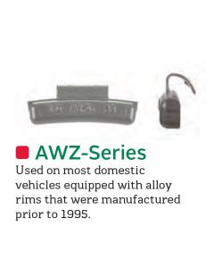 PWWAW250Z image(0) - Wegmann Automotive 2.5 oz Zinc Coated Clip-on AWZ Red Series Wheel Weight (Box of 25)