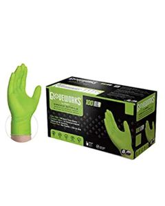 Gloveworks HD Green Nitrile Diamond Grip Large