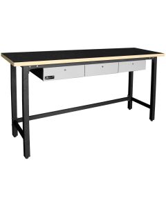 Homak Manufacturing Steel Workbench with 3 Drawers and Wood Top