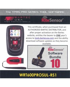 BATWRT600PROSULRS1E image(0) - Bartec USA 1 Year Software License for the Tech600PRO w/ 10 RITE-SENSORS