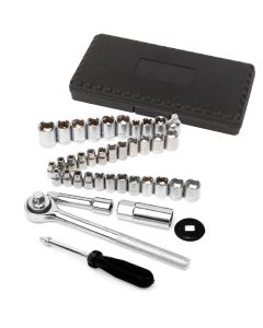 WLMW1173 image(0) - Wilmar Corp. / Performance Tool 40 PC 1/4 & 3/8 DR.SAE/METRIC SKT SET