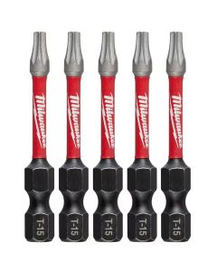 MLW48-32-4683 image(0) - Milwaukee Tool T15 TORX SHOCKWAVE Impact 2" Power Bits (5 pk)